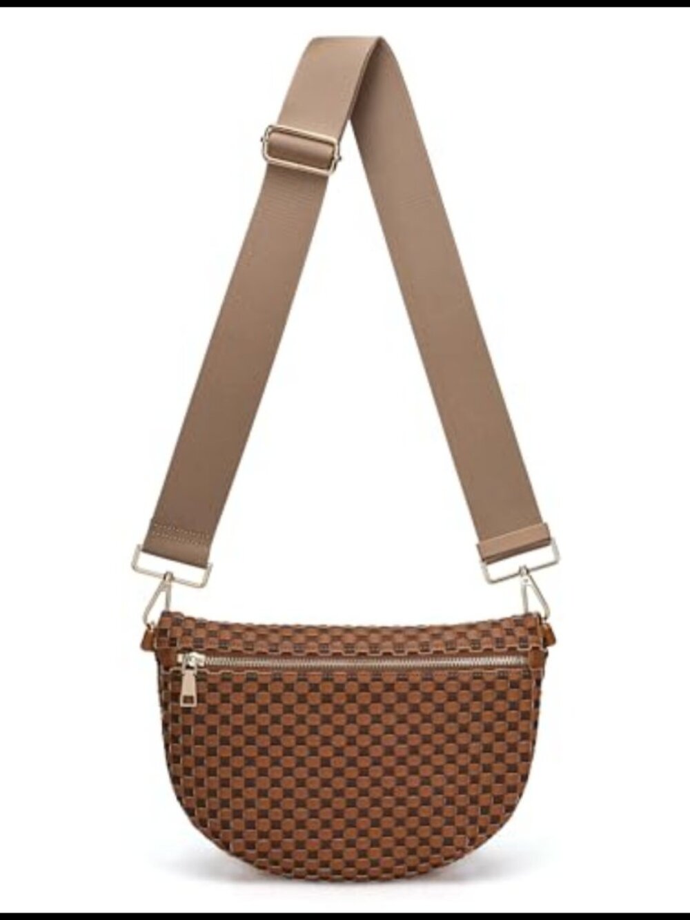 Woven Crossbody Bag Woven Leather Sling Chest Waist Travel Purse
